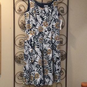 Robbie Bee Dress Fit and Flare Blue Print